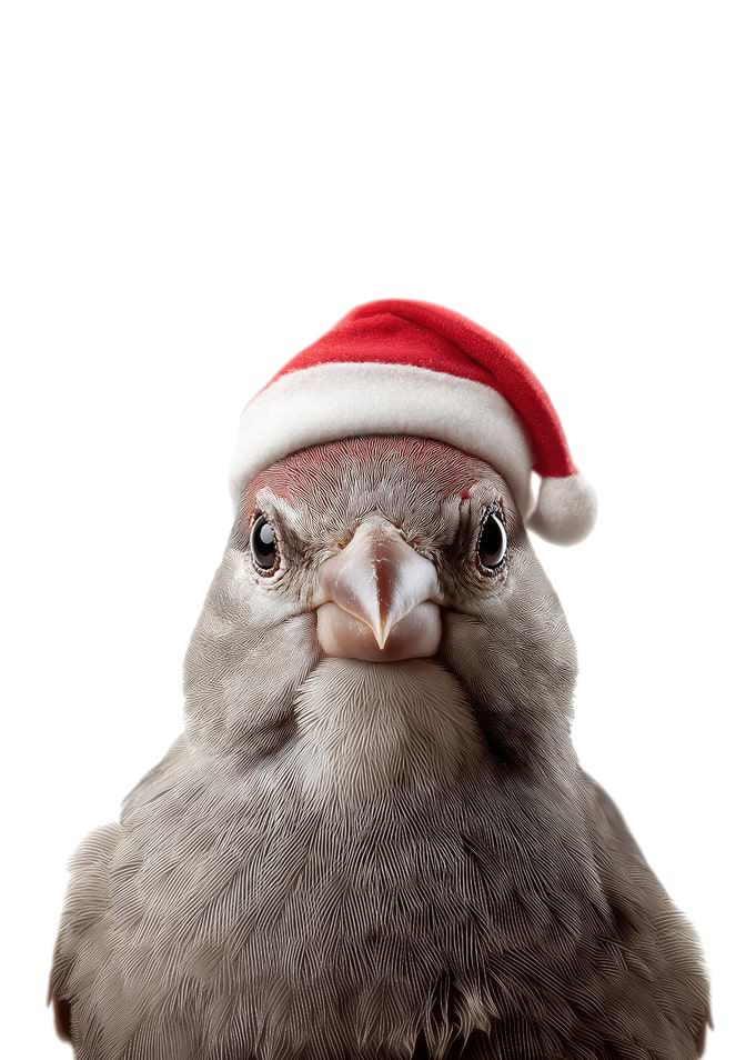 Finch Bird with Santa Hat