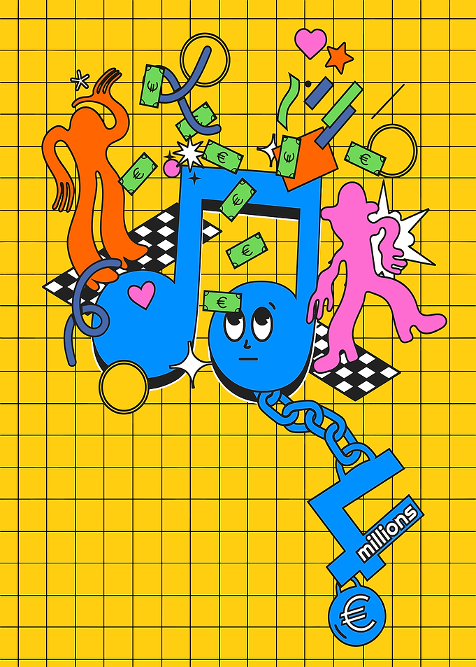 Music Note Chained to Money