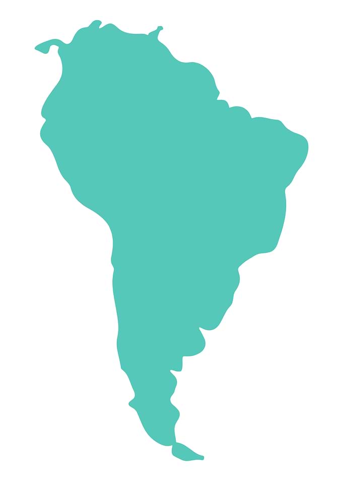 South America Map Teal Silhouette
