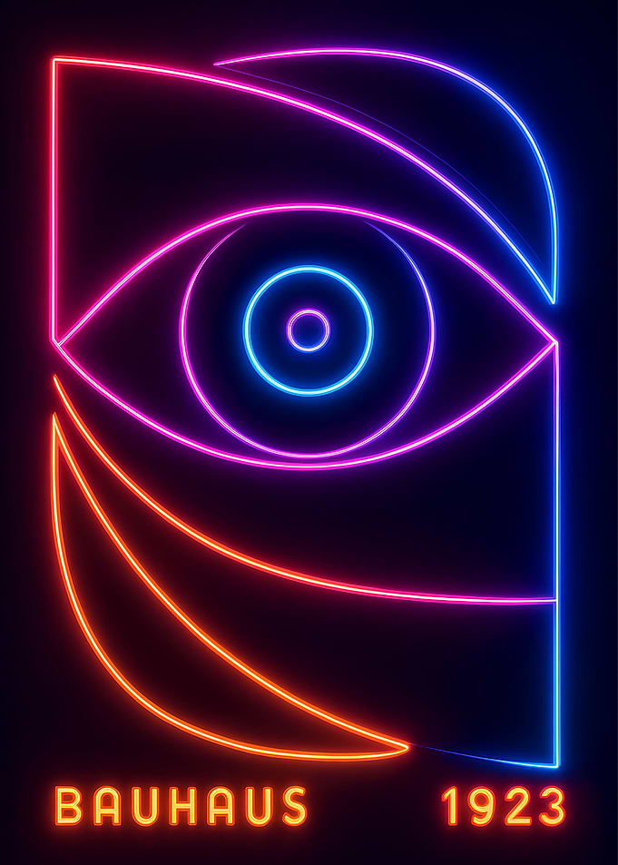 Bauhaus 1923 Neon Eye Poster