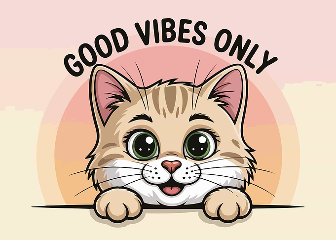 Good Vibes Only Cartoon Cat