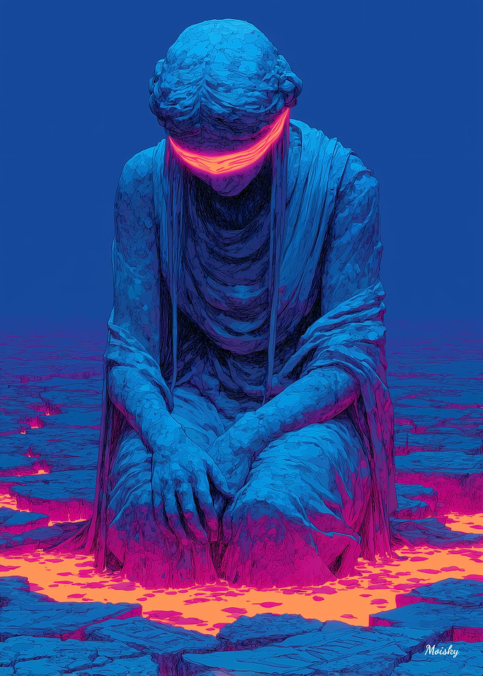 The Oracle That Refused to See – Blind Seer in Lava Silence