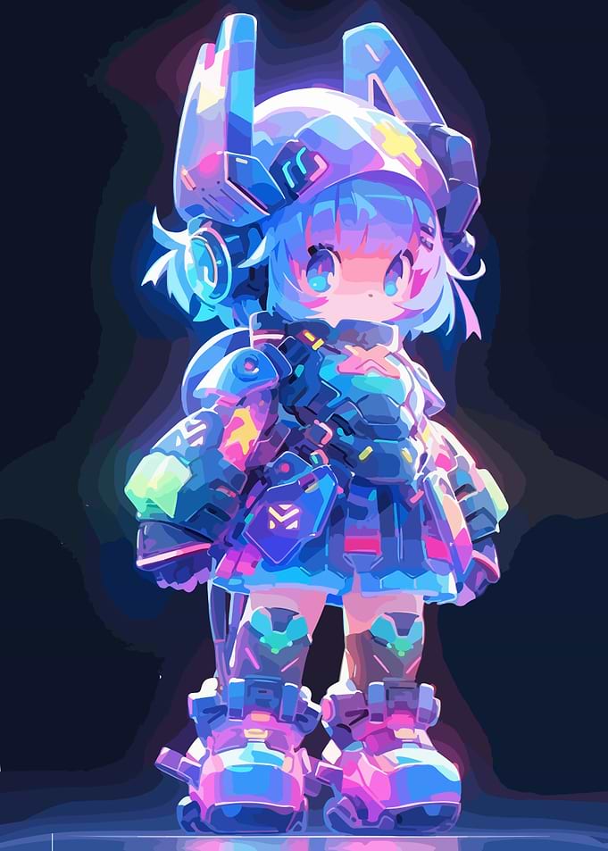 Cyberpunk Anime Girl Robot
