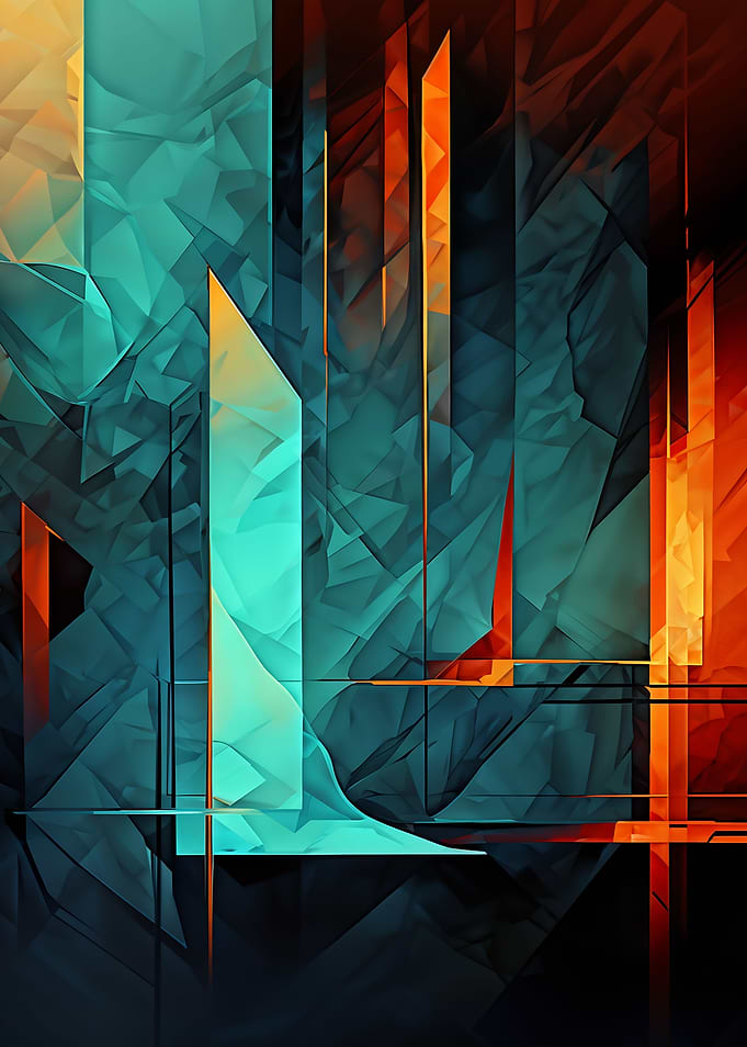 Abstract Geometric Teal and Orange Composition