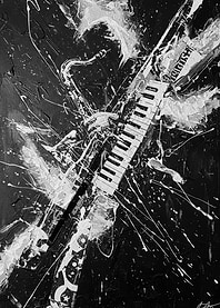 Abstract Musical Instrument Black and White Art