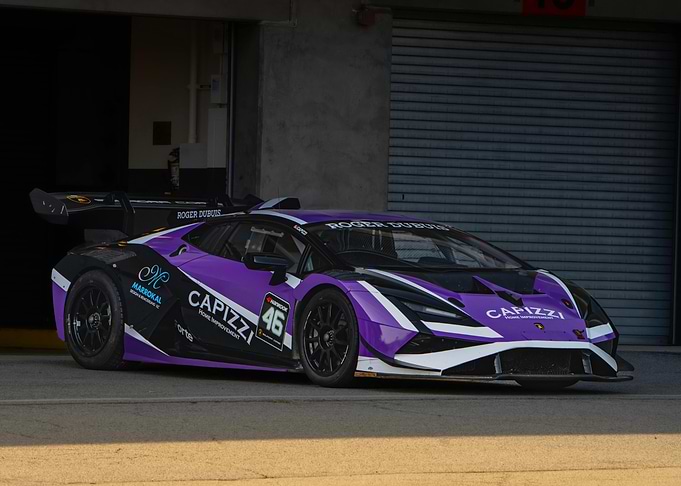 Purple and Black Lamborghini Race Car
