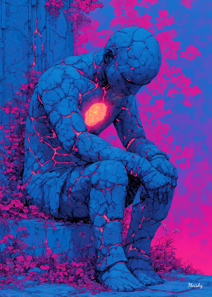 The Whispering Giant – Cracked Stone Guardian with Burning Core