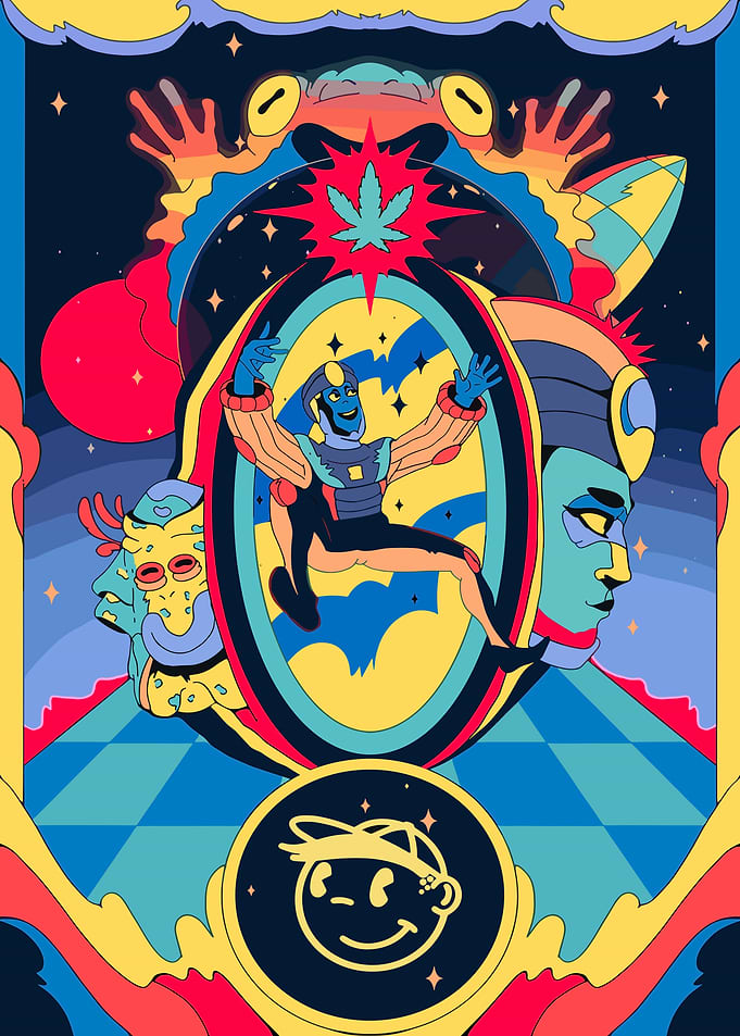 Psychedelic Cartoon Character Collage