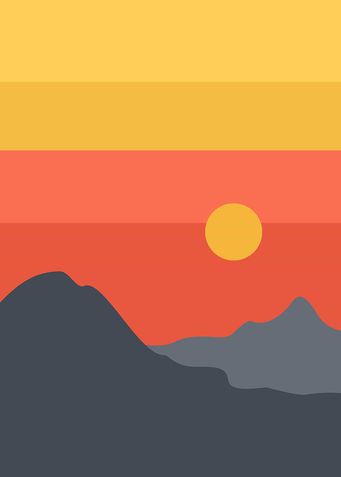 Layered Sunset Horizon - Minimal Landscape Art