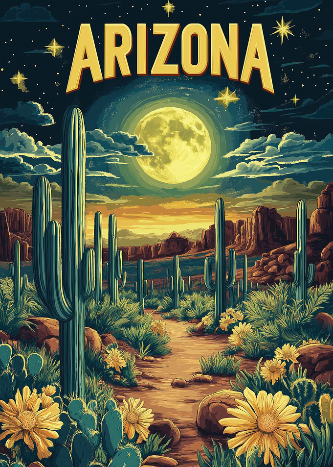 Arizona Desert Landscape with Cacti