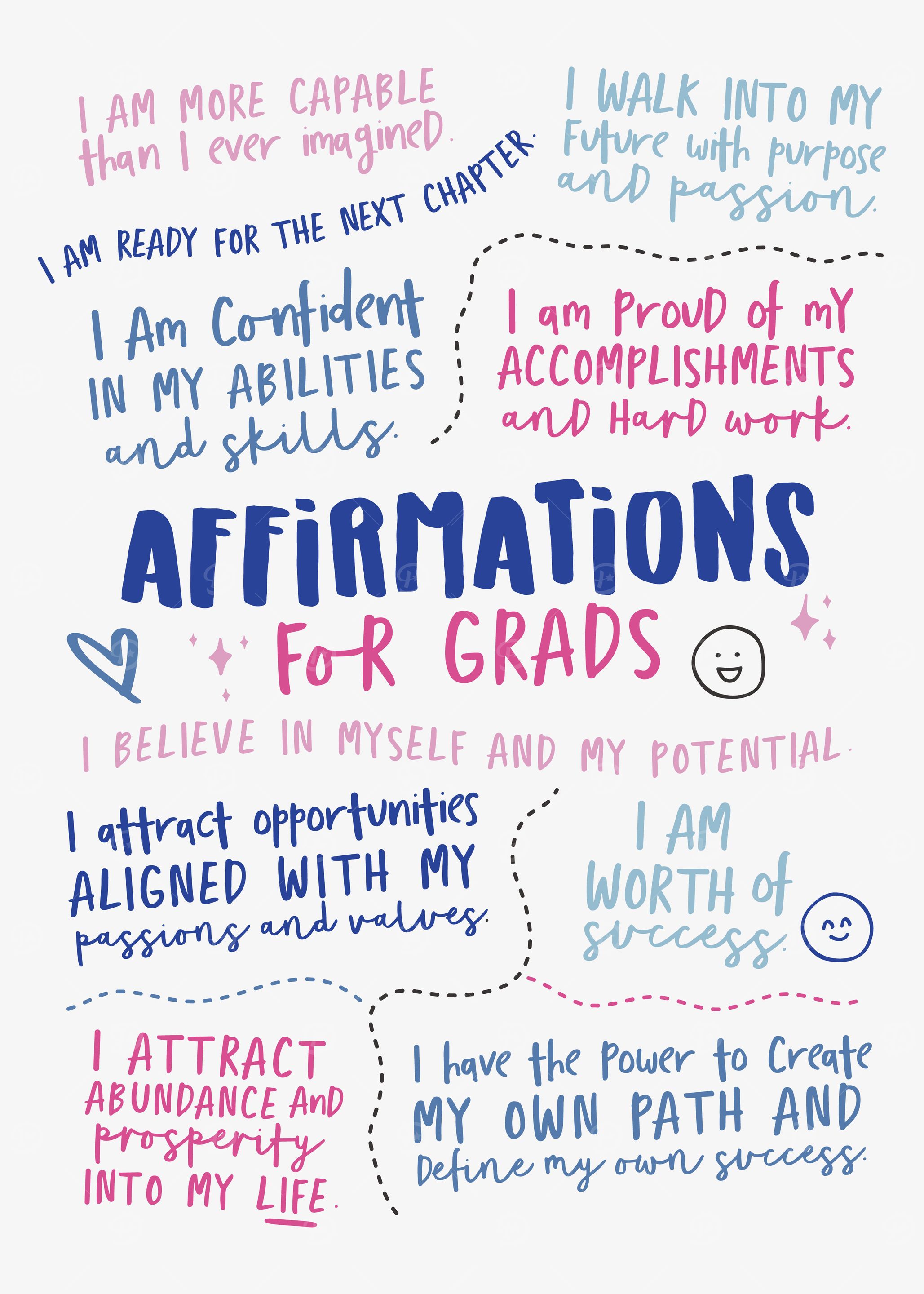 Affirmations for Grads Motivational Art
