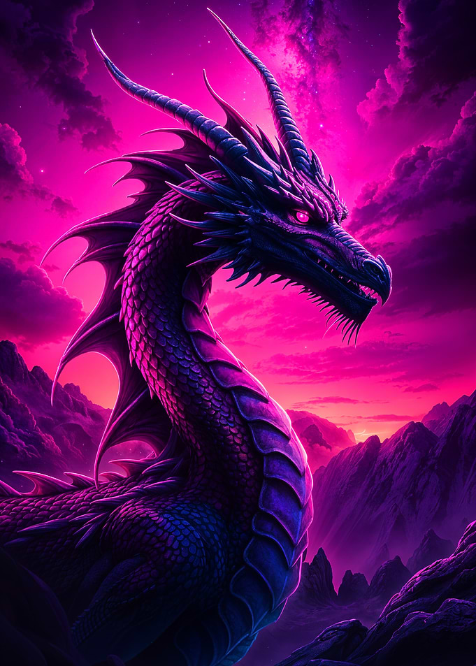 Majestic Dragon in a Purple Landscape