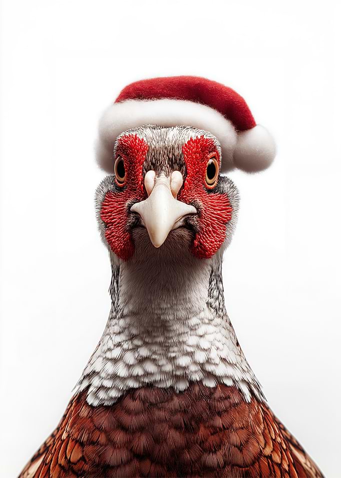 Festive Pheasant with Santa Hat