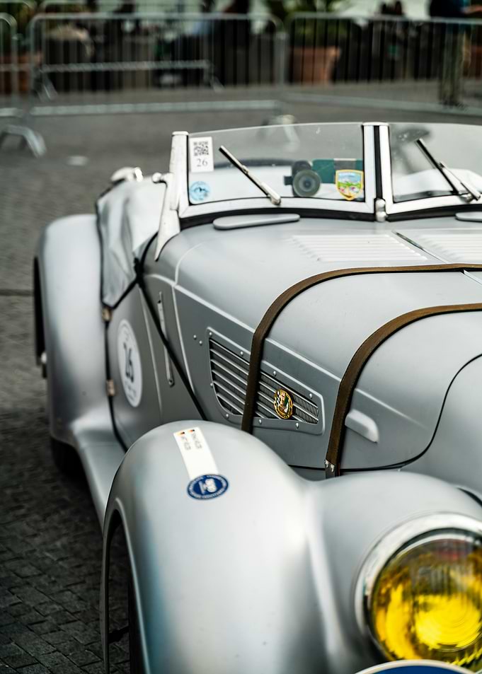 Vintage Silver Car Close-Up