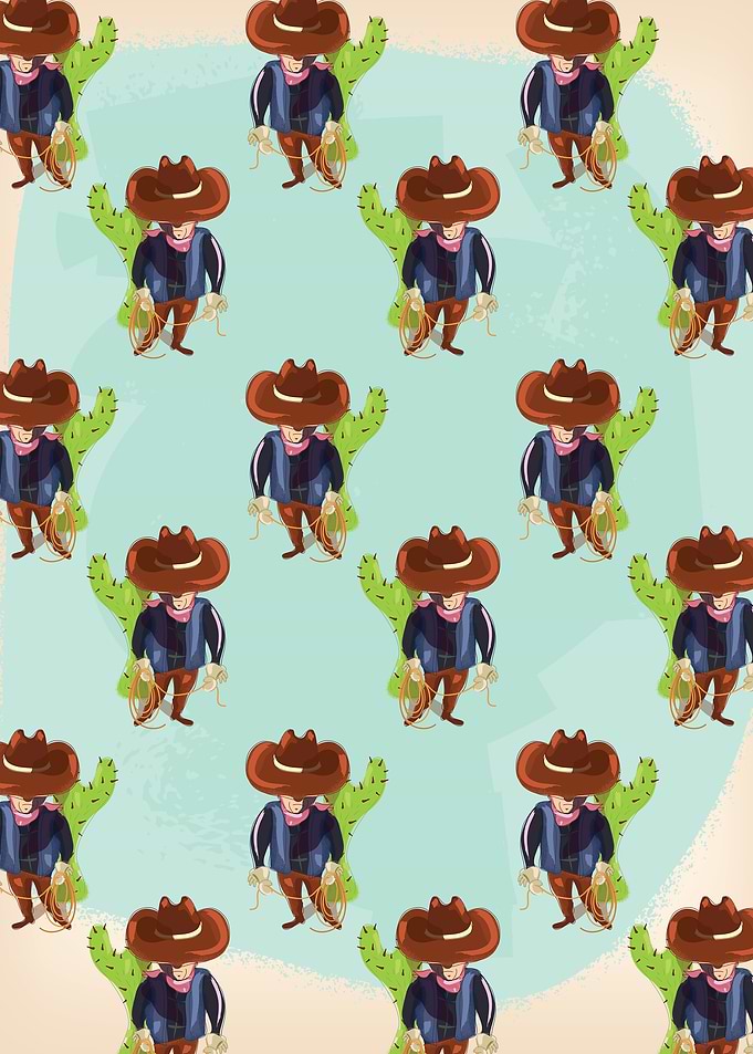 Cowboy and Cactus Pattern