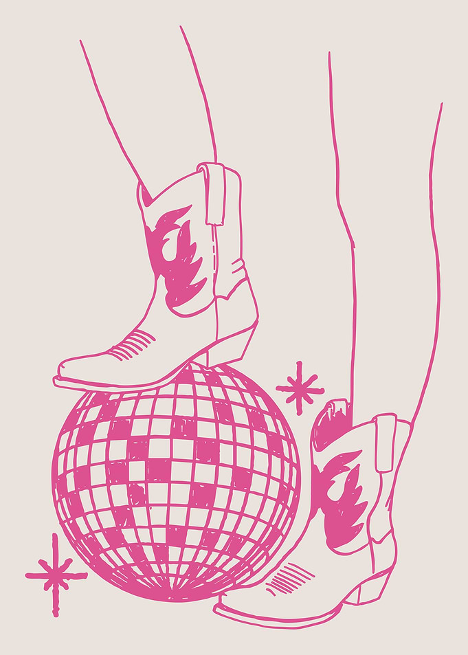 Cowboy Boots on Disco Ball