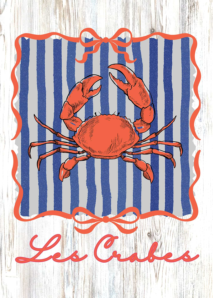 Les Crabes Nautical Crab Art Coquette Frame