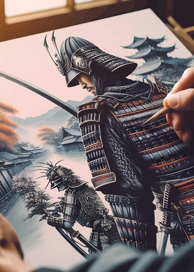 Samurai Drawing in Progress