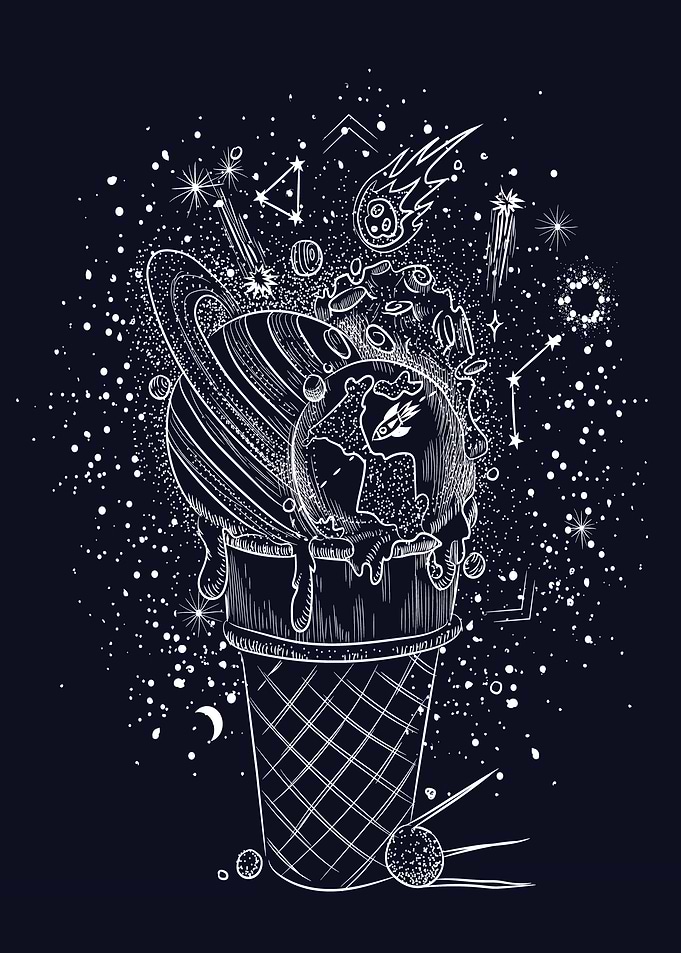 Cosmic Ice Cream Cone Illustration