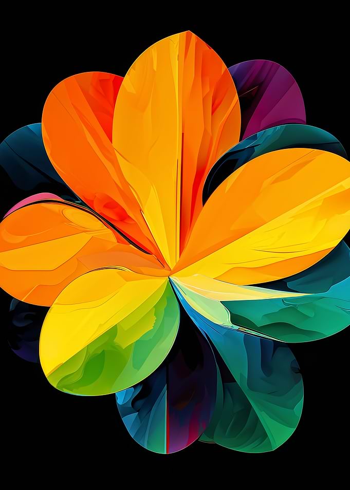 Abstract Colorful Flower on Black Background