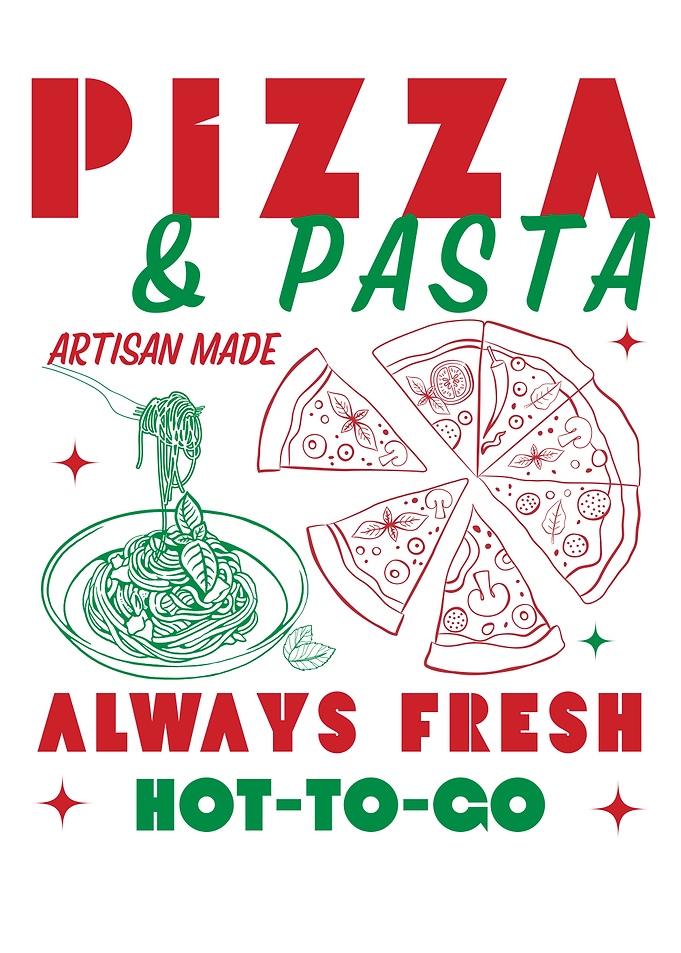 Pizza and Pasta Food Illustration