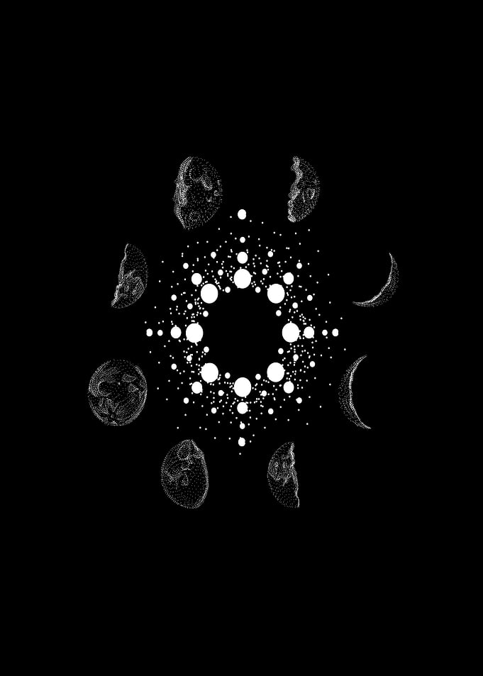 Moon Phases Dotwork Illustration