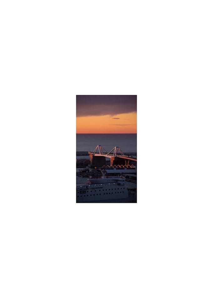 Stadium and Harbor at Sunset