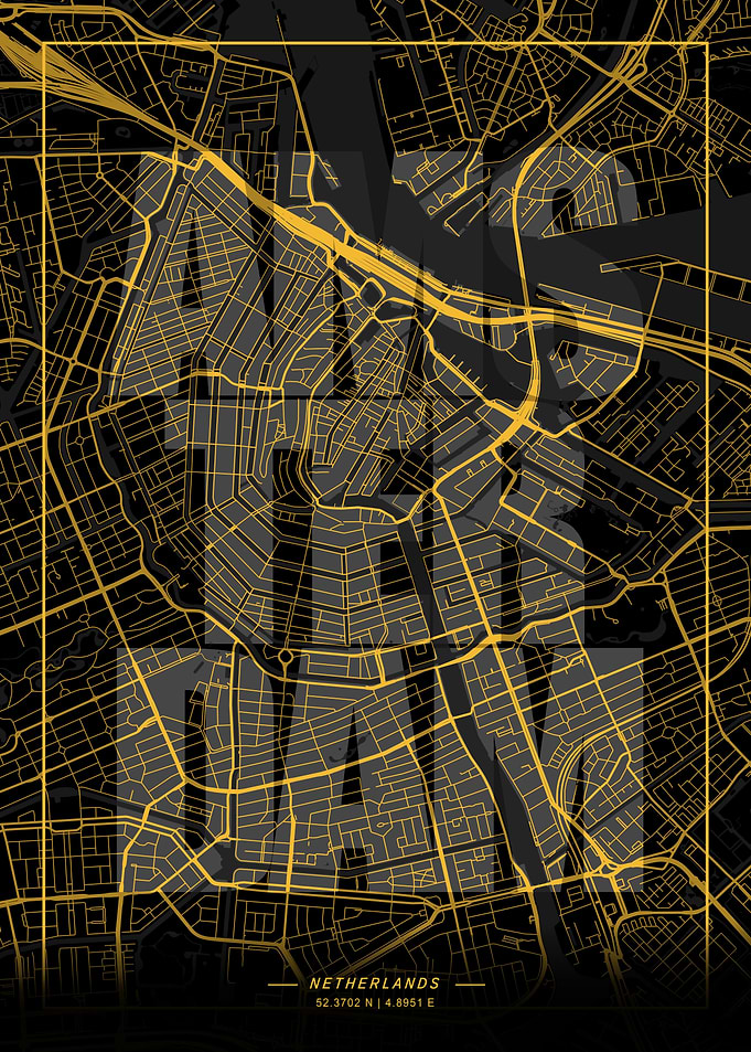 Amsterdam City Map Art
