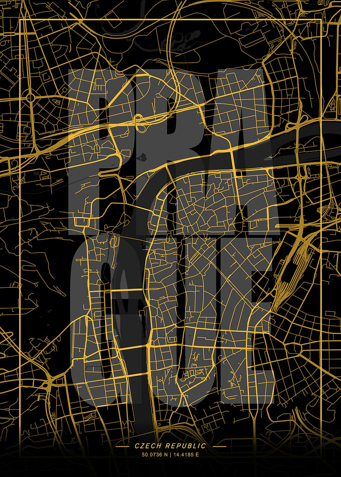 Prague City Map Art