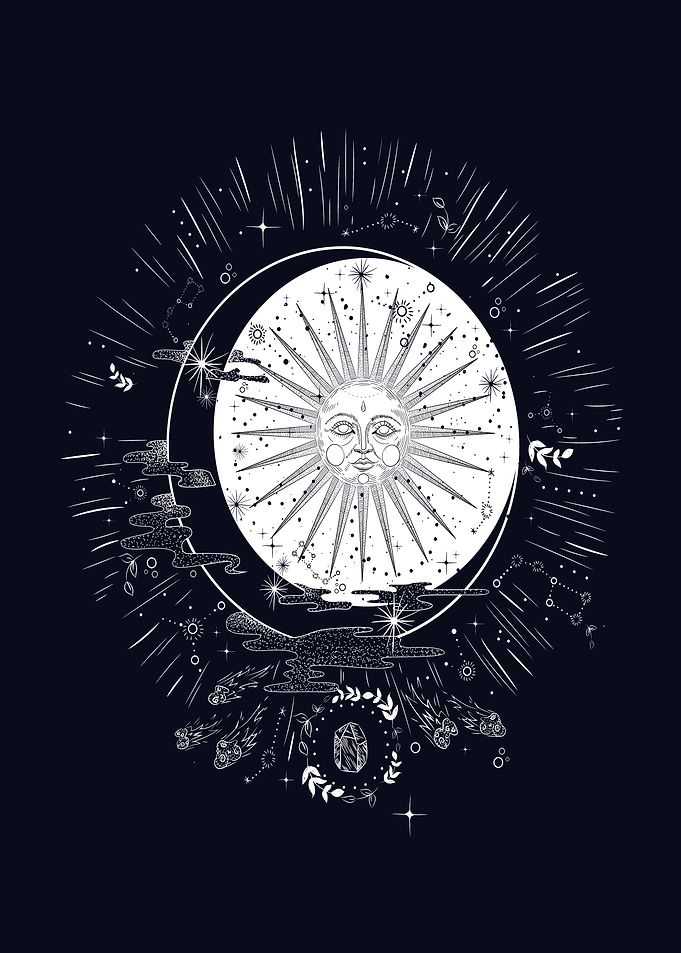 Sun and Moon Celestial Illustration