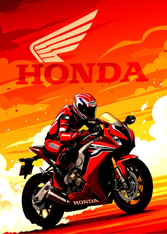 Honda Motorcycle Rider Art