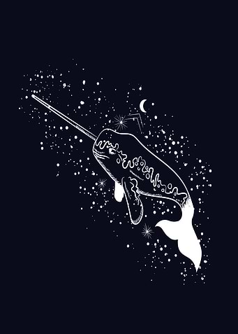 Celestial Narwhal in Starry Night