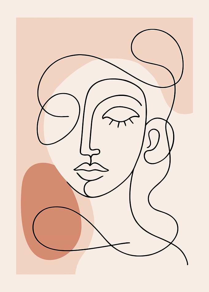 Abstract Line Art Woman Portrait