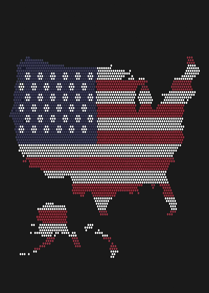USA Map American Flag Dot Pattern