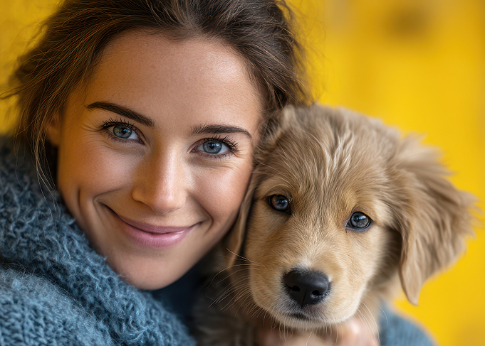 Woman and Puppy Portrait
