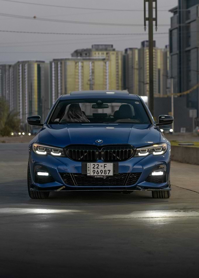 Blue BMW Front View