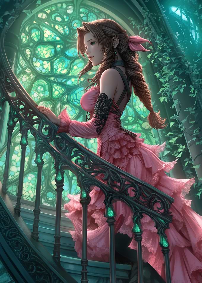 Aerith Gainsborough on Stairs