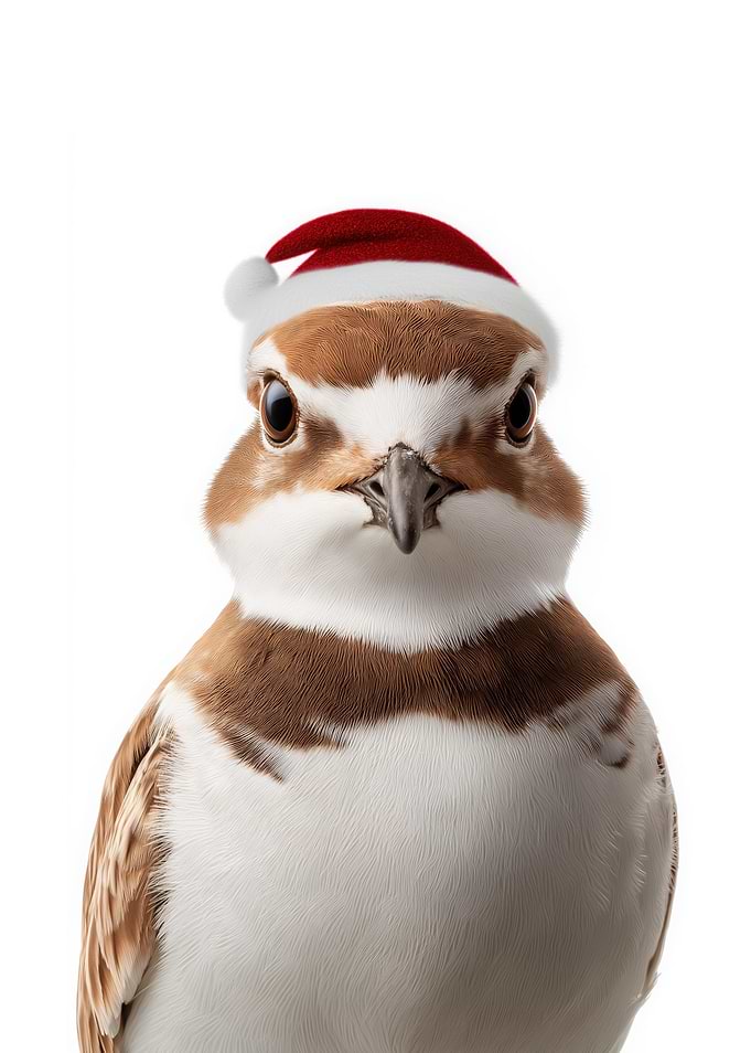 Festive Plover Bird with Santa Hat