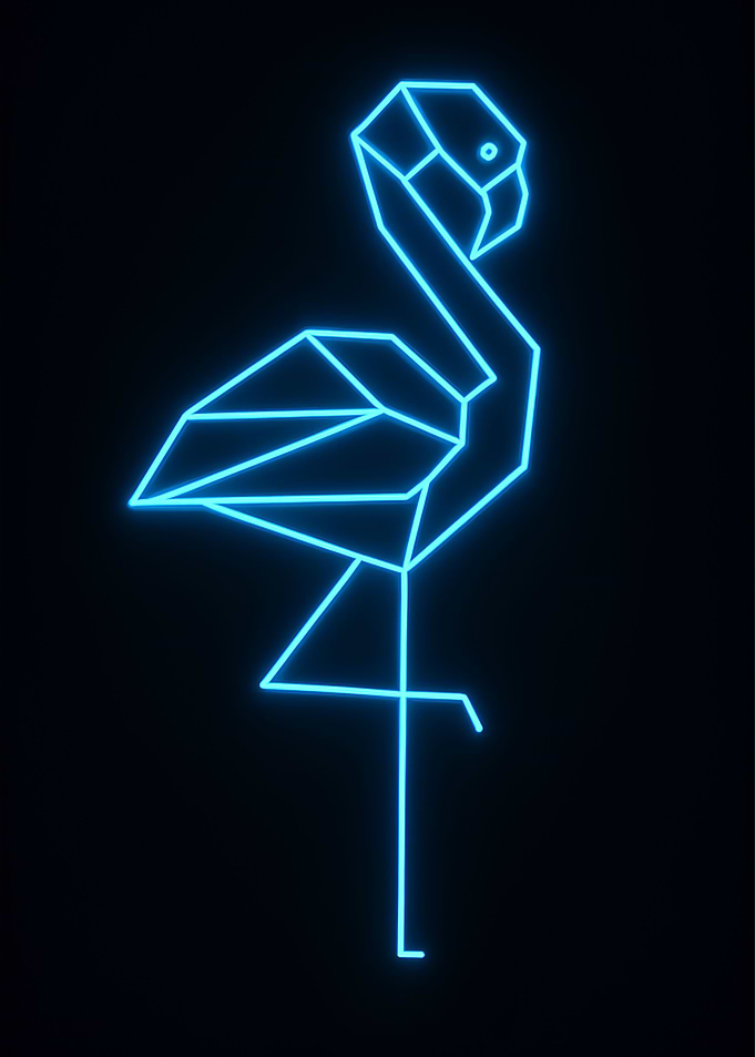 Neon Flamingo Geometric