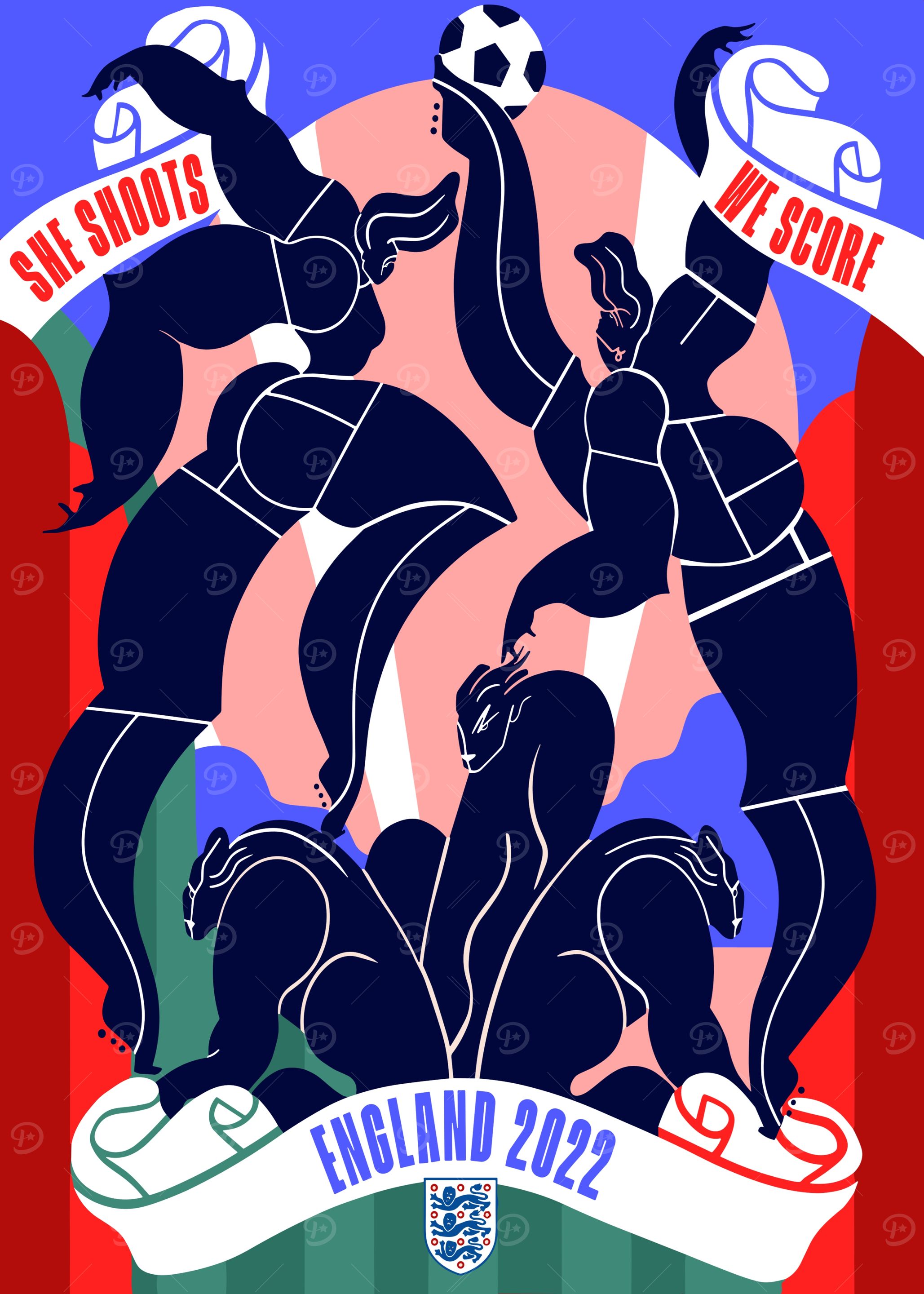 England 2022 Women's Soccer Illustration