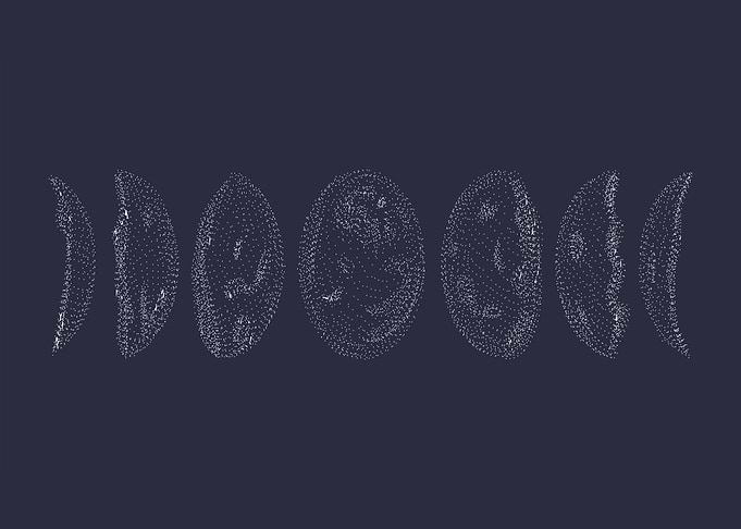 Moon Phases Dotted Line Art
