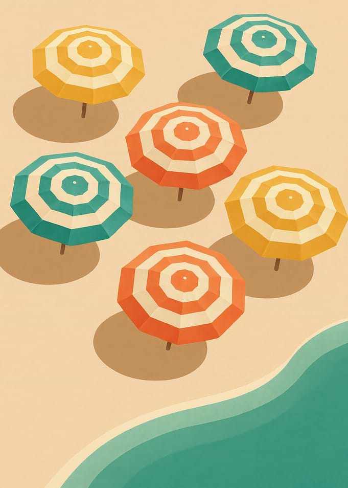 Beach Umbrellas Tropical Mid Century