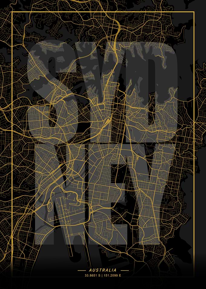 Sydney City Map Art