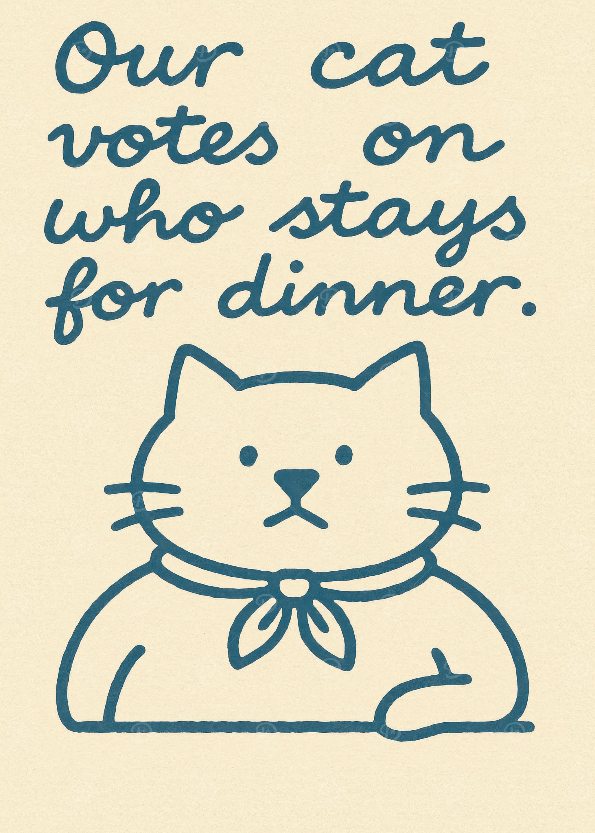 Cat Votes on Dinner Kitchen