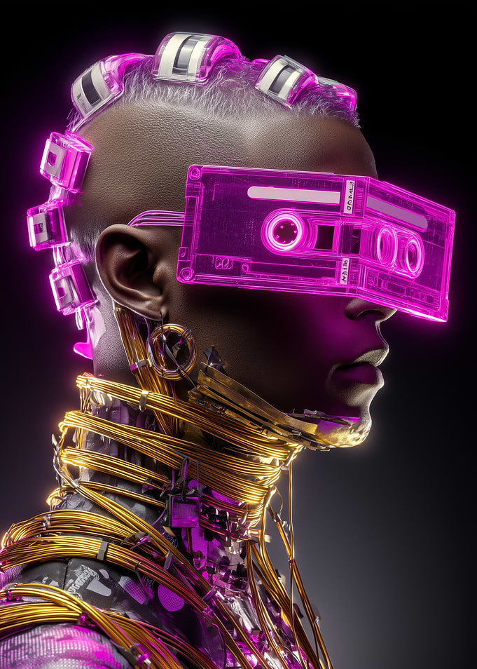 Cyberpunk Cassette Tape Visor Portrait