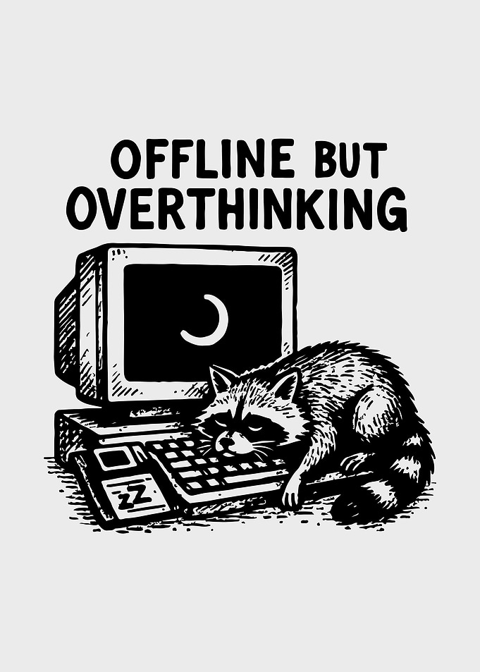 Funny Overthinker Raccoon Retro Art