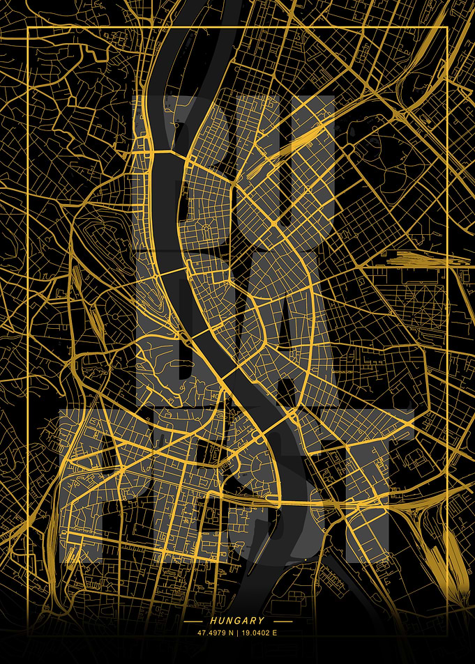 Budapest City Map Art