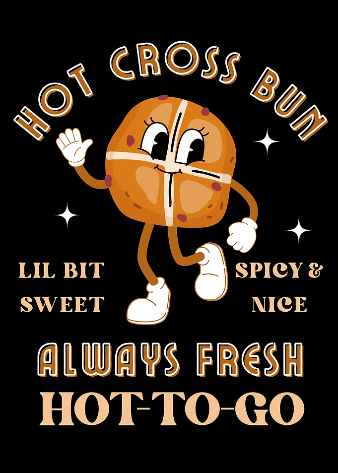 Hot Cross Bun Cartoon Illustration