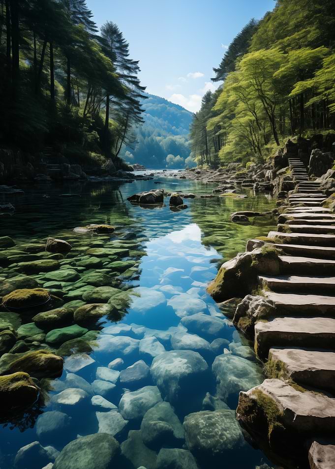 Clear River Through Forest Landscape