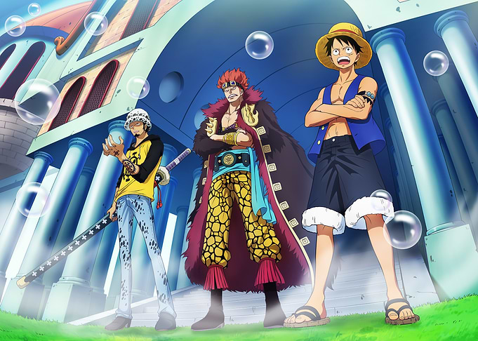 Iconic Moments Brushed Kid, Luffy & Law confronting Marine